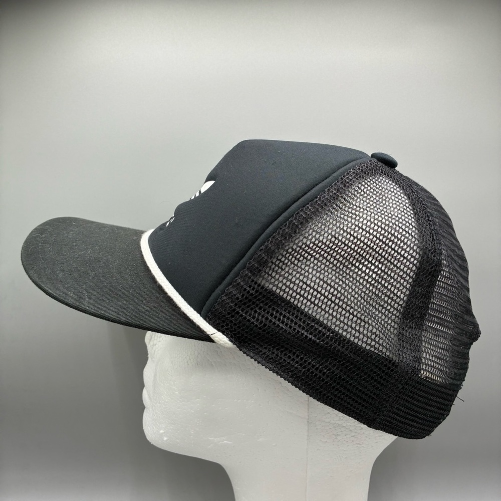 Adidas Originals Embroidered Logo Mesh Back Snapback Trucker Black White Hat - Picture 3 of 8
